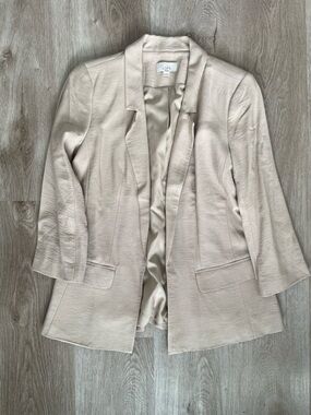 LOFT Cream Open-Front Tailored Blazer